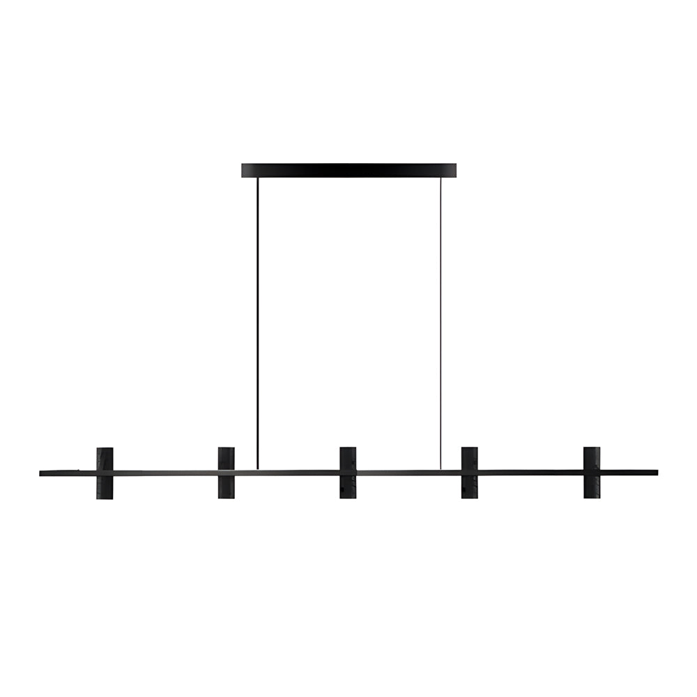 Led Copper Black Stone Linear Island Pendant Light