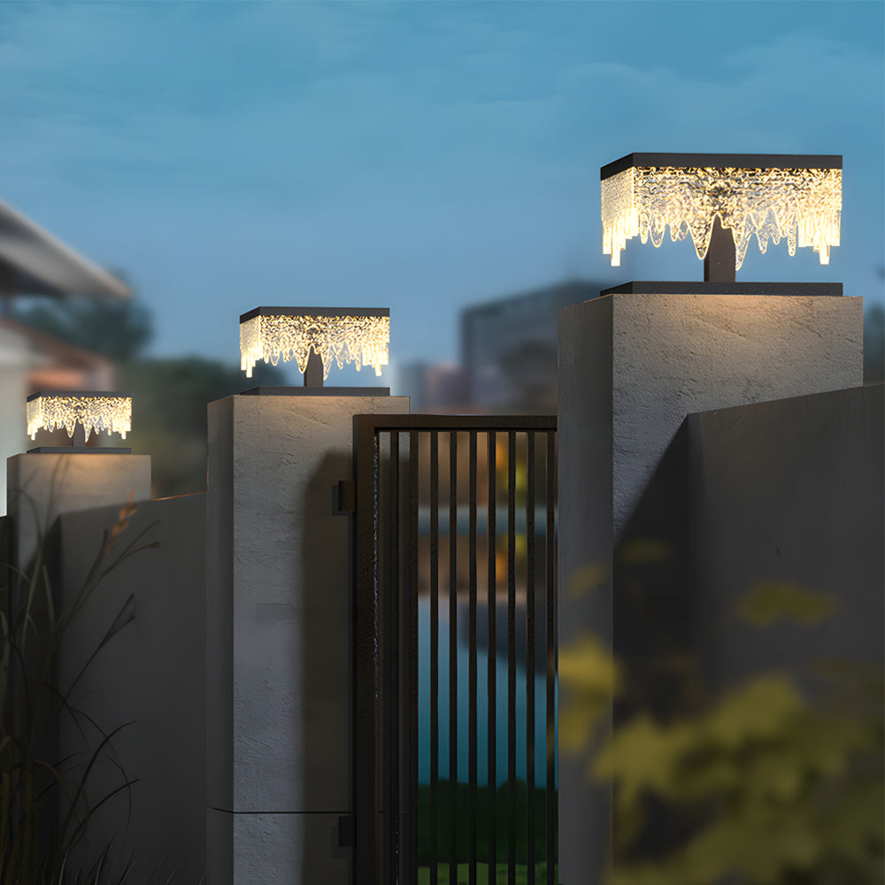 Waterproof Square Creative Led Black Modern Solar Fence Post Lights