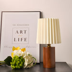 Wood Column Table Lamp With Pleated Empire Lampshade