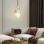 Handcrafted Glass LED Pendant Light with Copper Accent