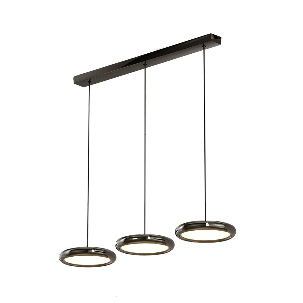 Modern 1 3 Light Black Chrome Round Metallic Led Pendant Light