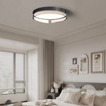 Round Black Hammered Glass Led Flush Mount Ceiling Light