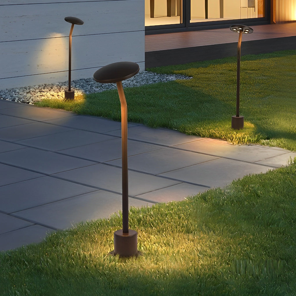 Mushroom LED Pathway Light in Brown Aluminum for Garden and Lawn