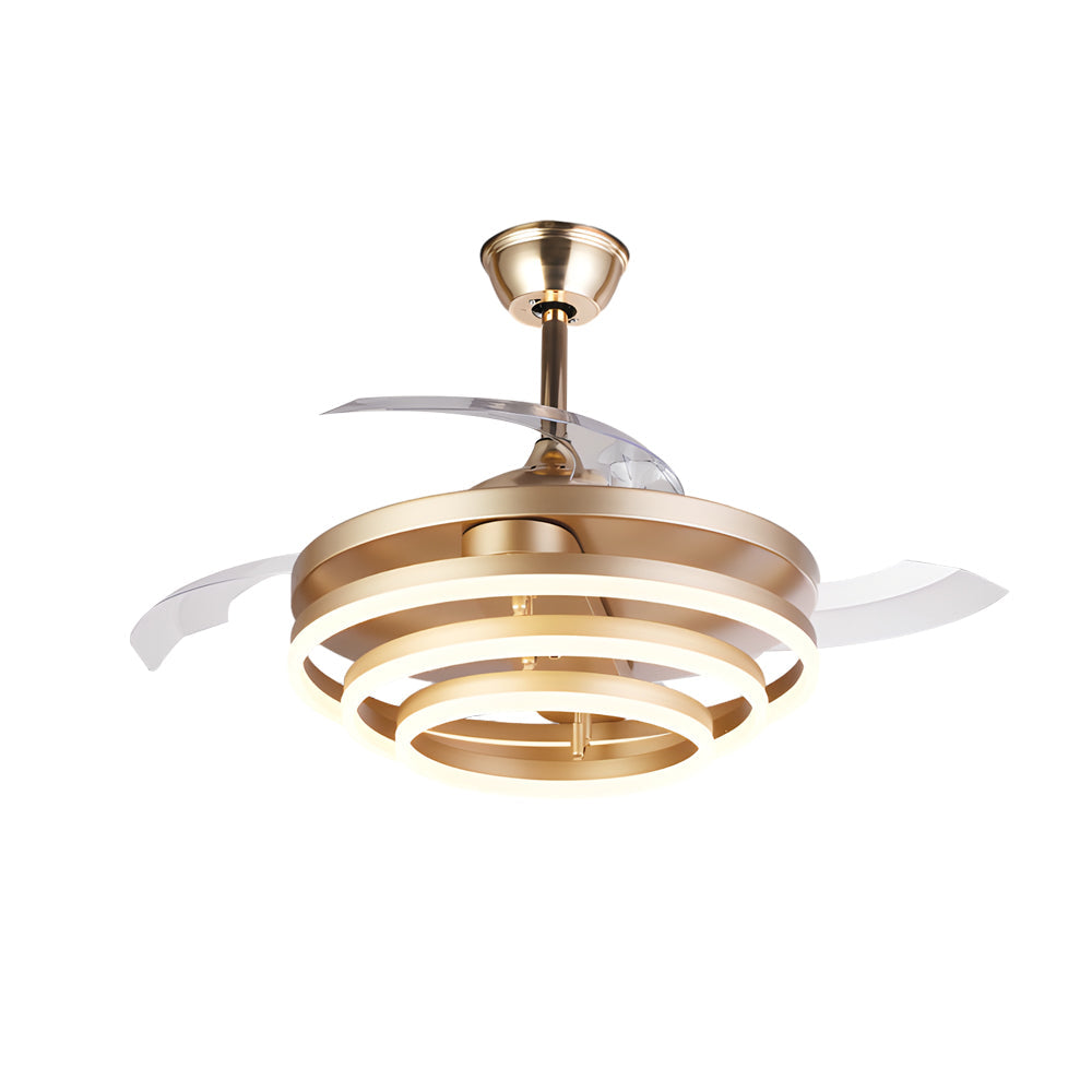 Modern 41 Retractable Ceiling Fan With Led Lights And Remote Control
