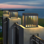 Black Square Pier Mount Outdoor Post Light Garden Wired Solar Pillar Light