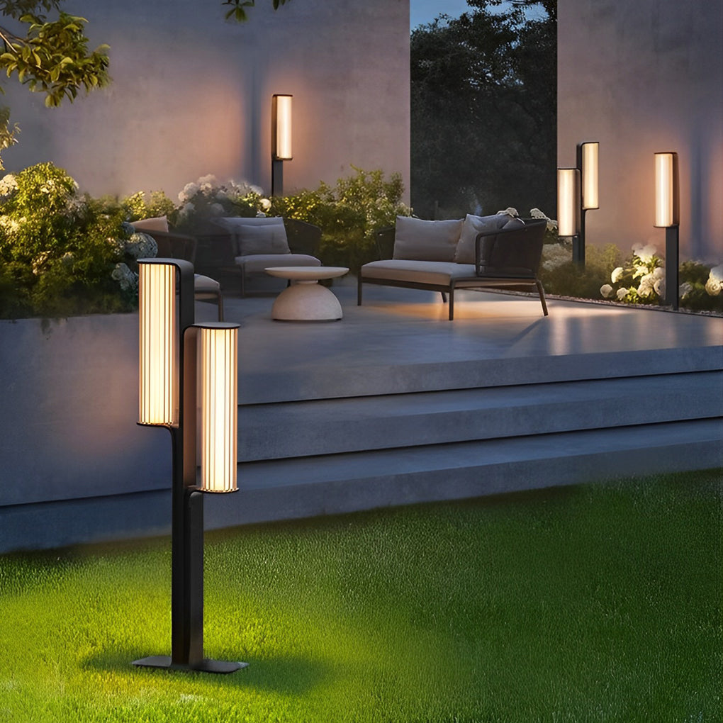 Modern Black Dual Cylinder LED Pathway Lights for Outdoor Landscapes