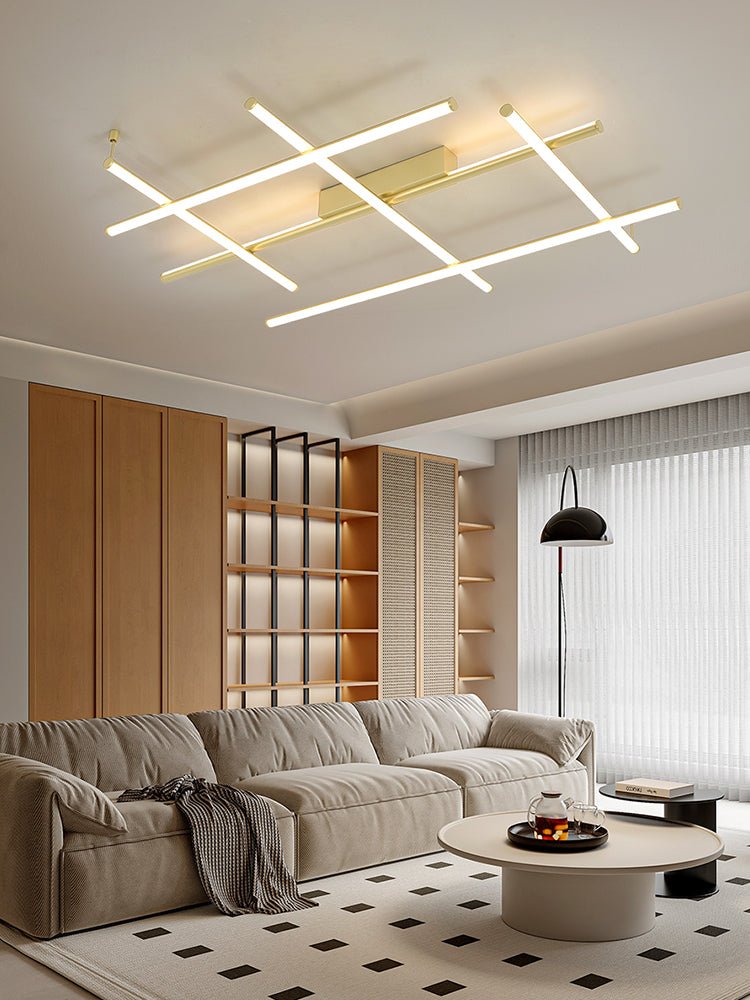 Linear Geometric LED Ceiling Light in Gold or Black for Modern Interiors