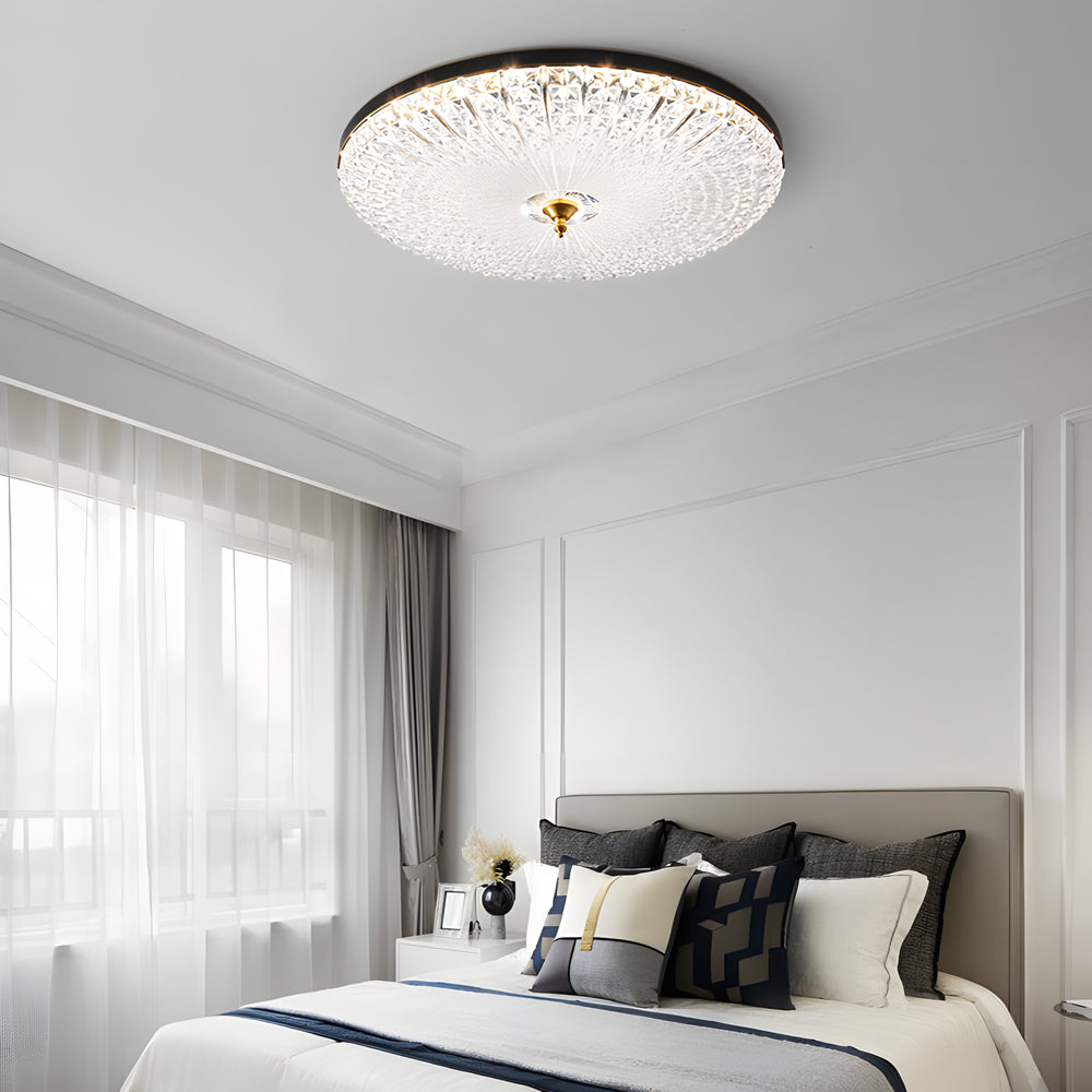 Round Sparkle Glass Led Flush Ceiling Light
