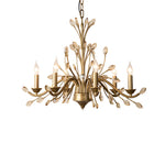 6 9 Light Brass Branch Candle Vintage Chandelier With Crystal Accents