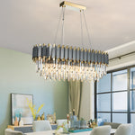 6 8 Light Crystal Layered Chandelier Dimmable Dining Room Pendant Lighting