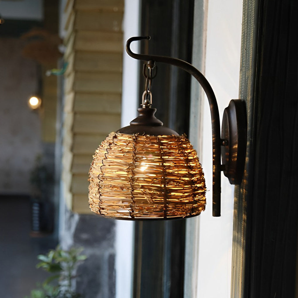 Hand Weaving Rattan Wall Light Fixture Ha088253