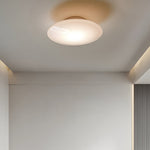 Modern White Glass Led Flush Mount Ceiling Lamp For Bedroom Minimalist Style