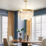 3 Light Round Semi Flush Mount Glass Chandelier