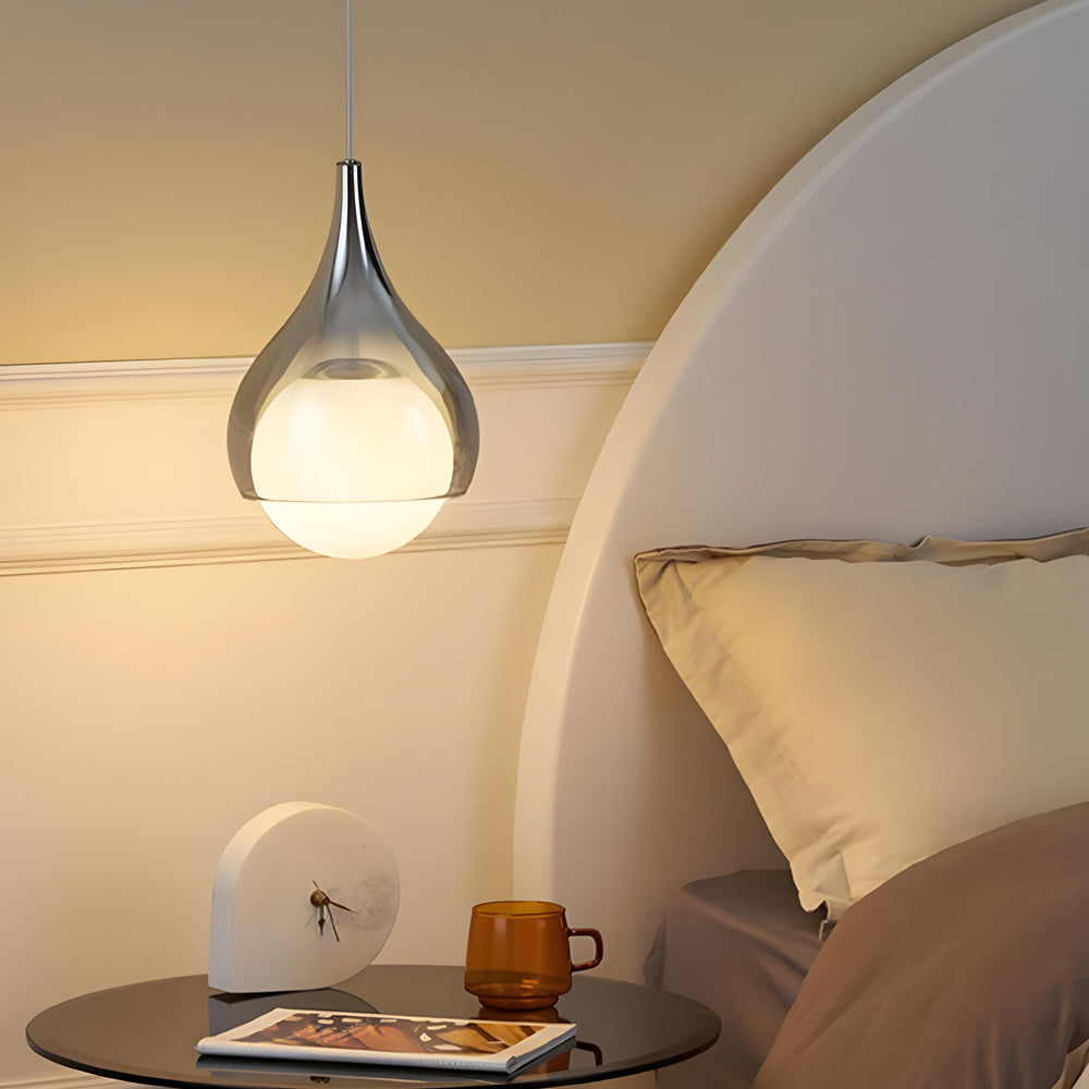 Modern 1 Light Teardrop Droplet Glass Pendant Light Adjustable Height