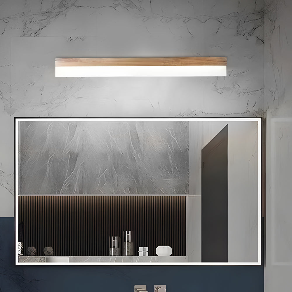 Wooden Led Bathroom Vanity Light Plastic Shade