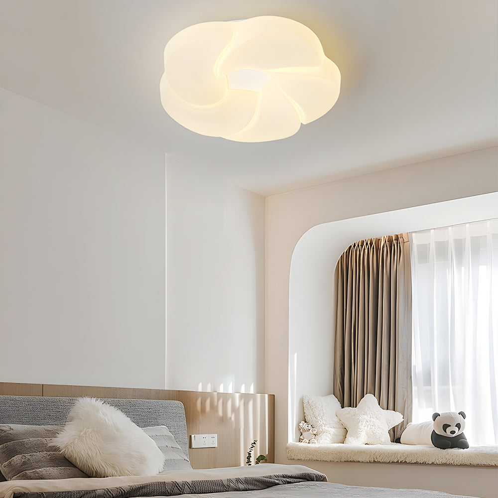 Milky White Cute Flower Led Three Step Dimming Modern Ceiling Light Fixture