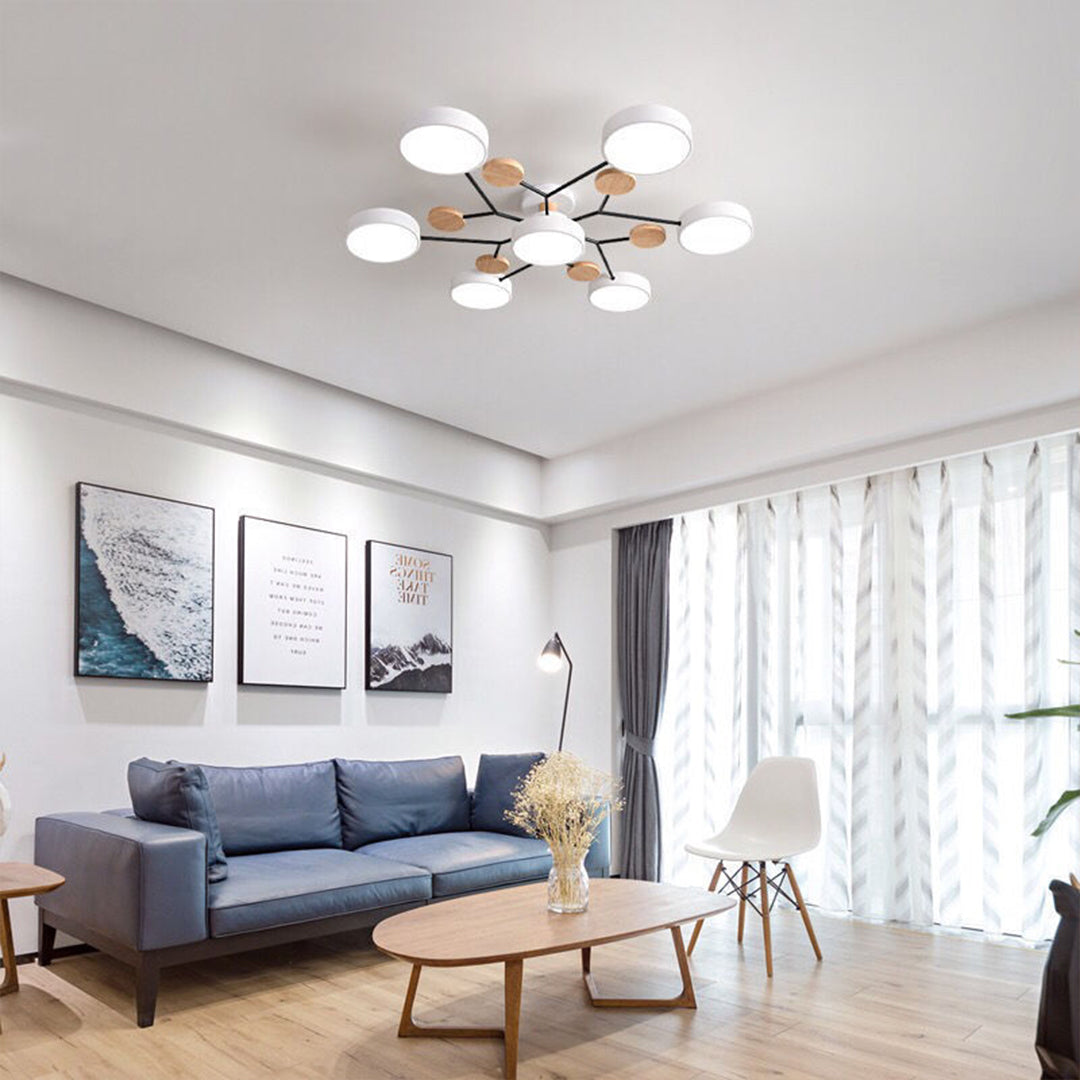 Orbital Sputnik Semi Flush Mount LED Chandelier in Metal and Acrylic