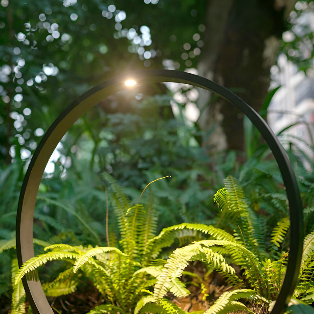 Modern Black LED Pathway Light with Circular Ring Design for Landscape and Garden