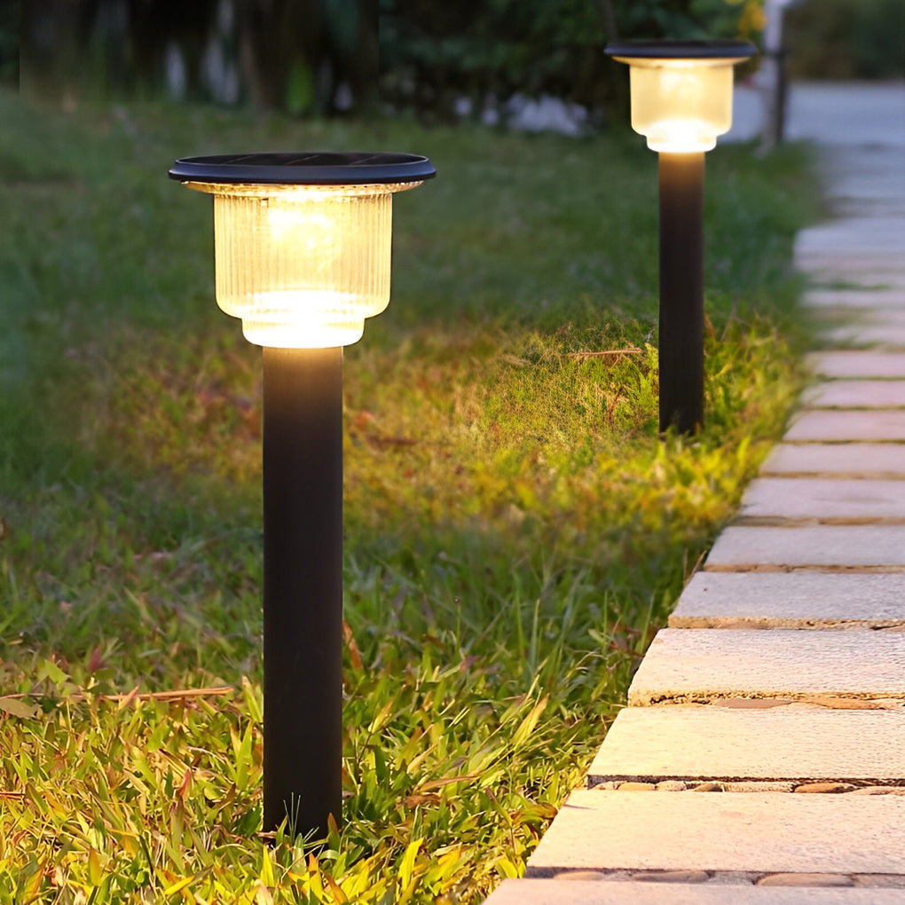 Matte Black Solar LED Pathway Lights with Adjustable Brightness for Modern Gardens