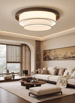 Auralyn Ceiling Light – Layered Fabric Flush Mount in Bronze