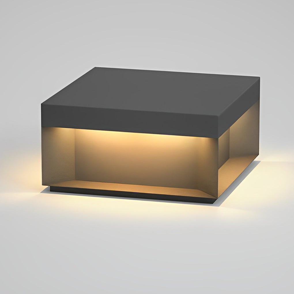 Square Led Hardwired Solar Outdoor Pier Mount Lantern Post Light Black