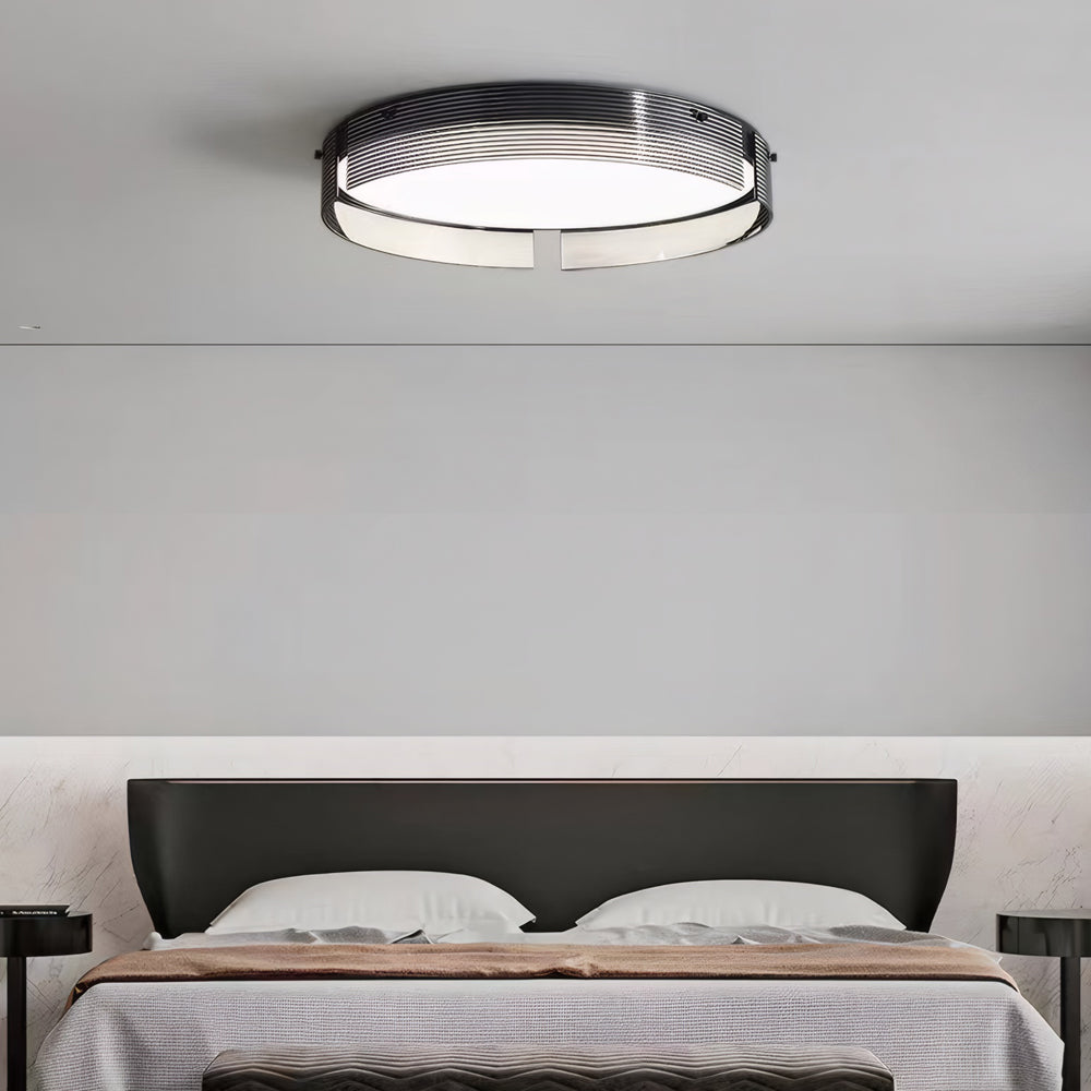 16 5 20 5 In Round Black Stripe Glass Led Flush Mount Light