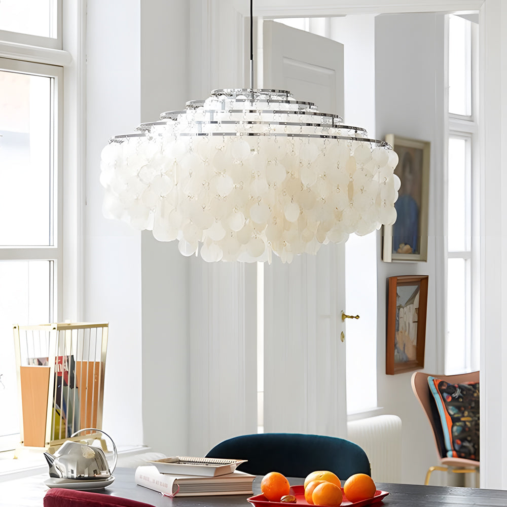 Seashell Discs Chandelier 39 4 Chain Length Pendant Lights