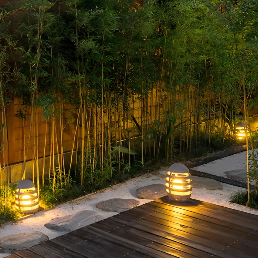 Sculptural Egg-Shaped Resin LED Lawn Light for Modern Outdoor Spaces