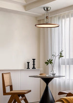 Orbito Semi Flush Ceiling Light in Walnut Wood Grain and Nickel