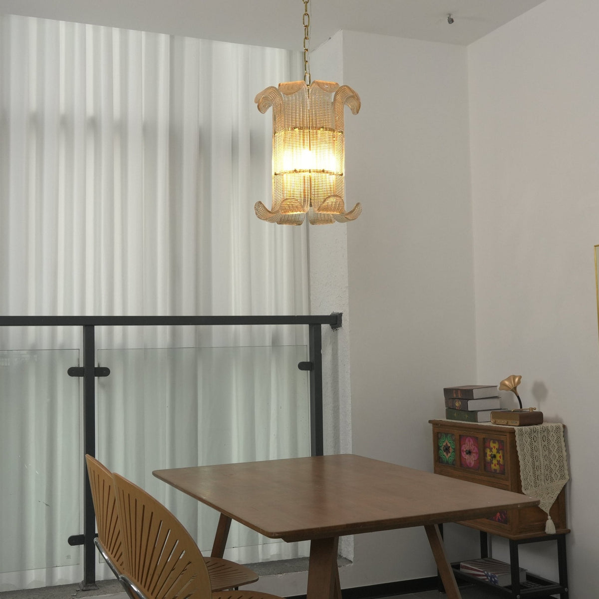 Brasher Small Chandelier — Modern Glass Pendant Light for Dining Room & Entryway