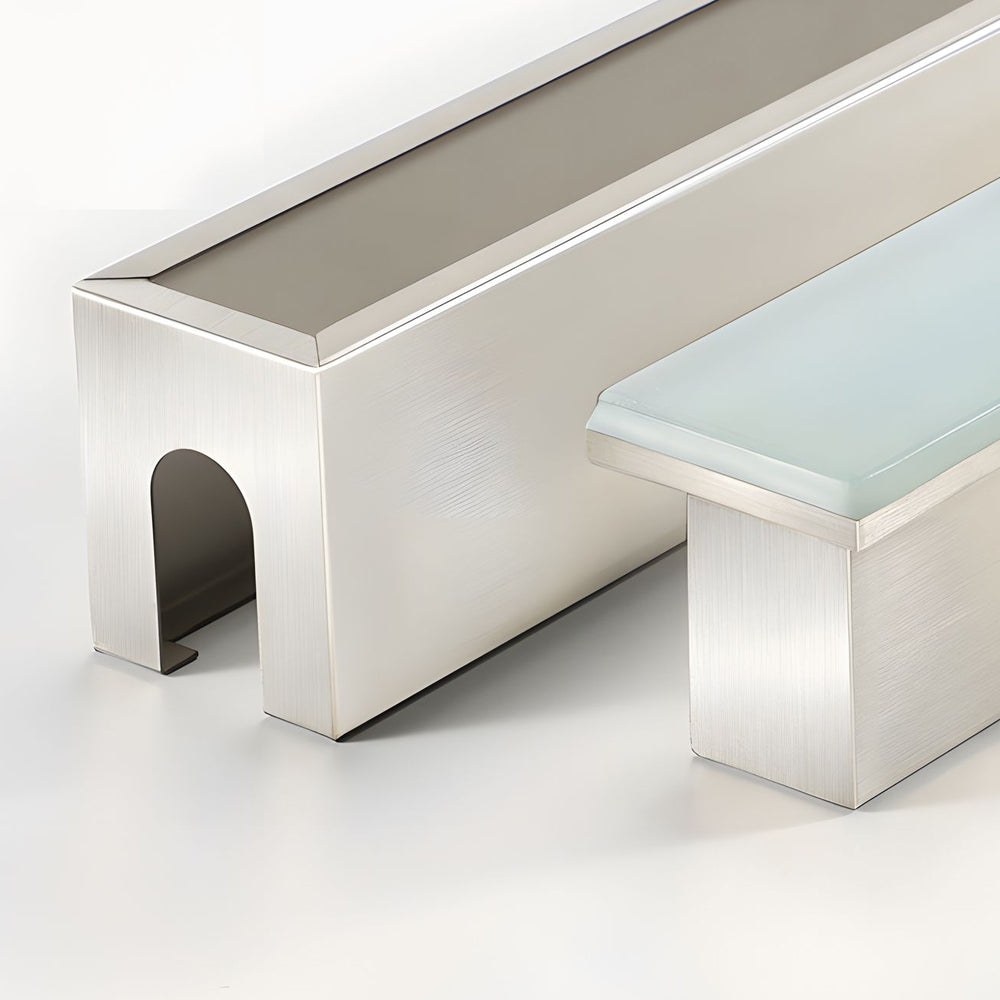Linear LED Step Light in Stainless Steel and Glass, Minimalist Waterproof Outdoor Fixture
