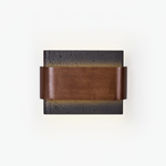 Orin Black Travertine Wall Sconce with Walnut Accent – Modern LED Wall Light