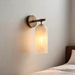 Pillar Alabaster Wall Sconce – Natural Stone, Brushed Gold Accent