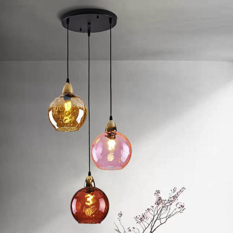 Alloliving Modern Simple Colored Water Pattern Glass Ball Pendant Light