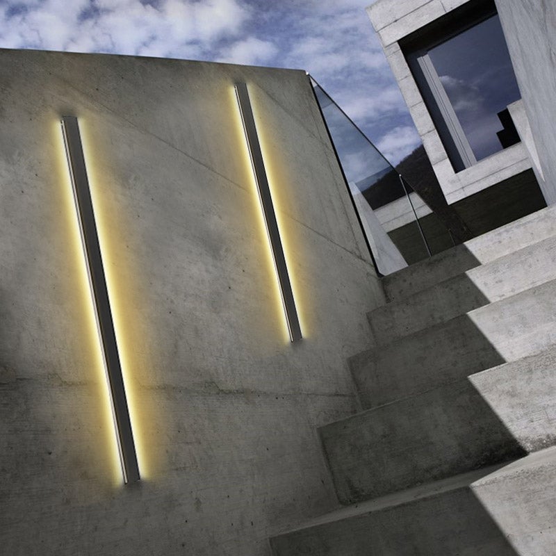Linear LED Outdoor Wall Light in Black Metal, Waterproof Architectural Sconce