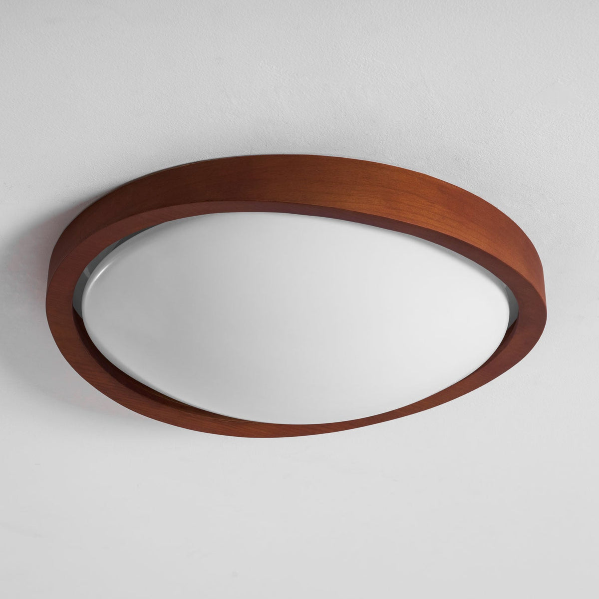 Walnut Curved Edge Ceiling Light – Modern Flush Mount LED Fixture