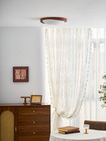 Walnut Curved Edge Ceiling Light – Modern Flush Mount LED Fixture