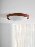 Walnut Curved Edge Ceiling Light – Modern Flush Mount LED Fixture