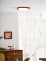 Walnut Curved Edge Ceiling Light – Modern Flush Mount LED Fixture