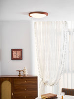 Walnut Curved Edge Ceiling Light – Modern Flush Mount LED Fixture