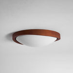 Walnut Curved Edge Ceiling Light – Modern Flush Mount LED Fixture