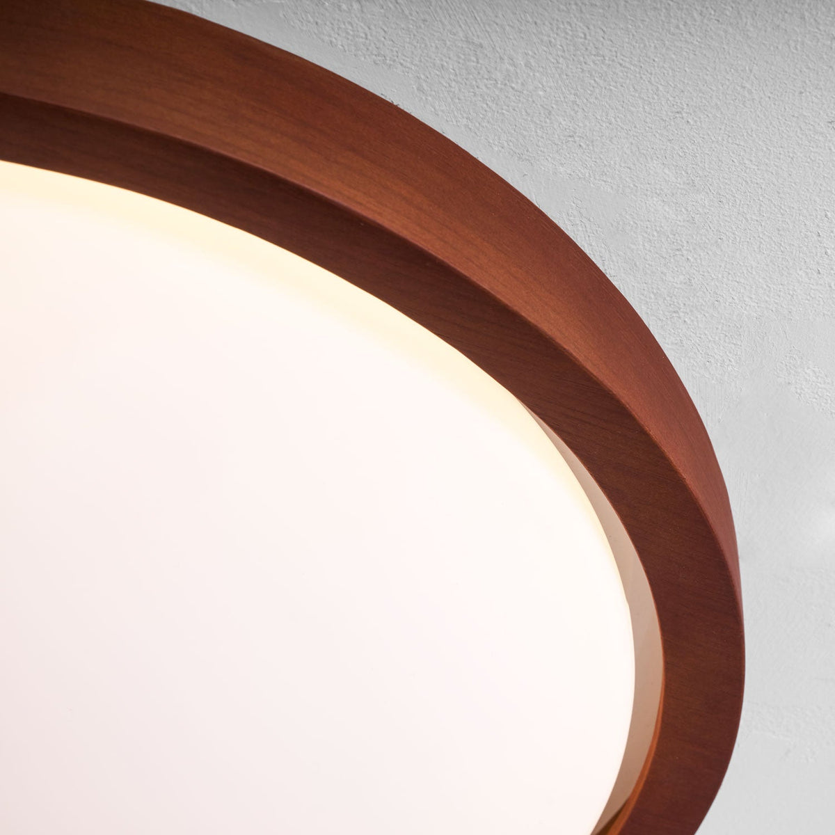Walnut Curved Edge Ceiling Light – Modern Flush Mount LED Fixture
