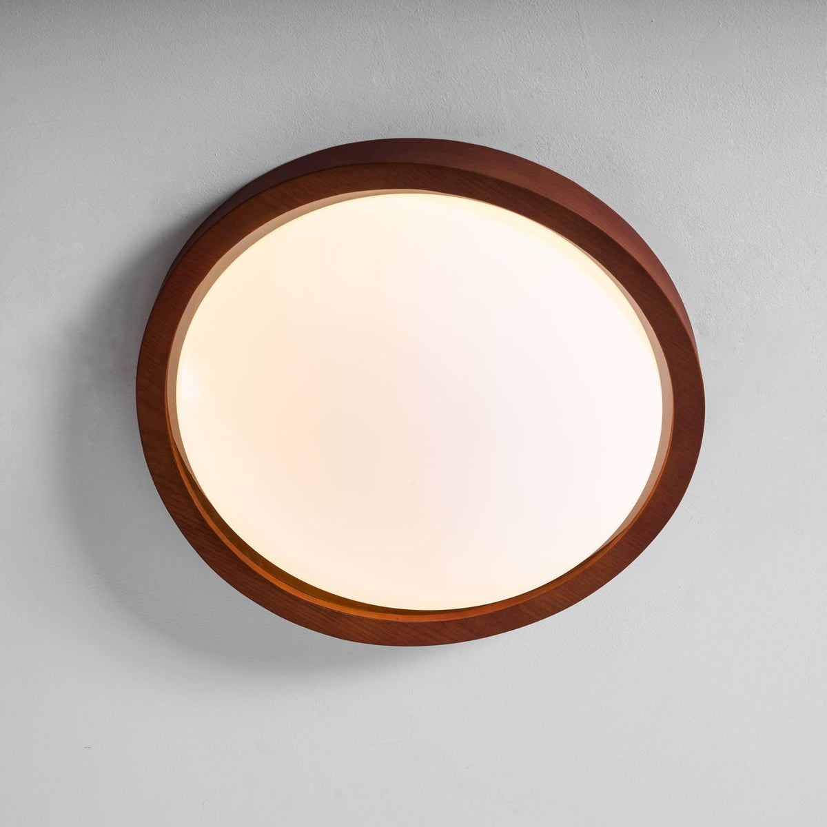 Walnut Curved Edge Ceiling Light – Modern Flush Mount LED Fixture