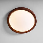 Walnut Curved Edge Ceiling Light – Modern Flush Mount LED Fixture