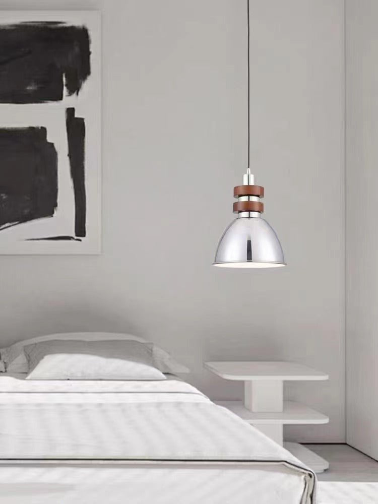 Karry Pendant Light in Chrome and Walnut Wood for Modern Interiors