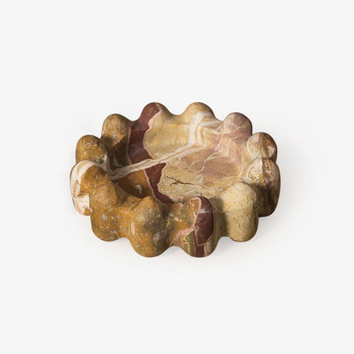 Geode Marble & Onyx Decorative Ashtray with Scalloped Edge