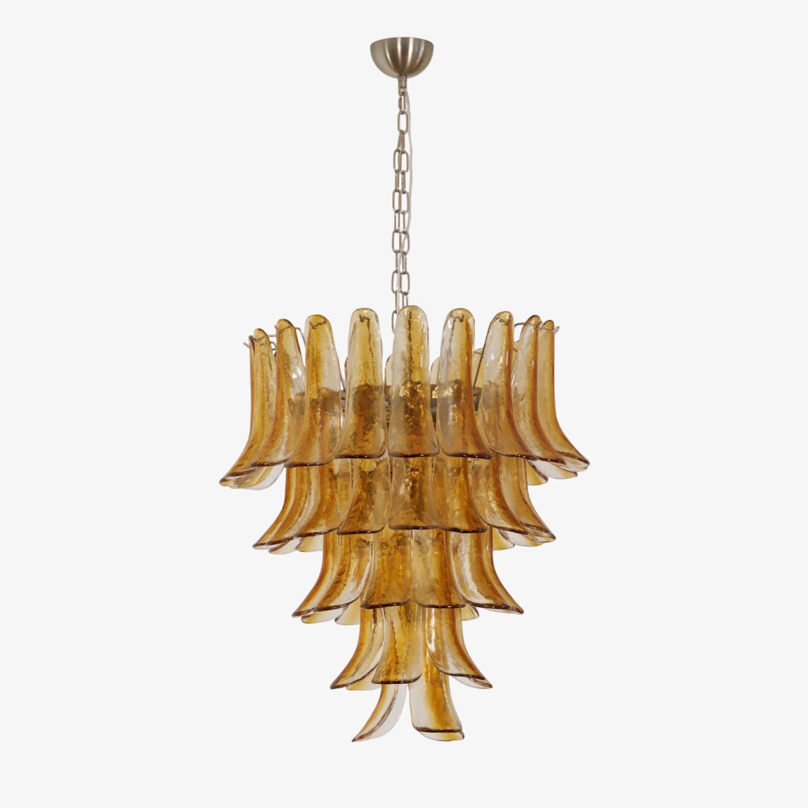 Amber Glass Lily Chandelier – Handcrafted Murano Style Pendant Light