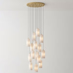 Monty Alabaster Pendant Light in Brass with Braided Cord