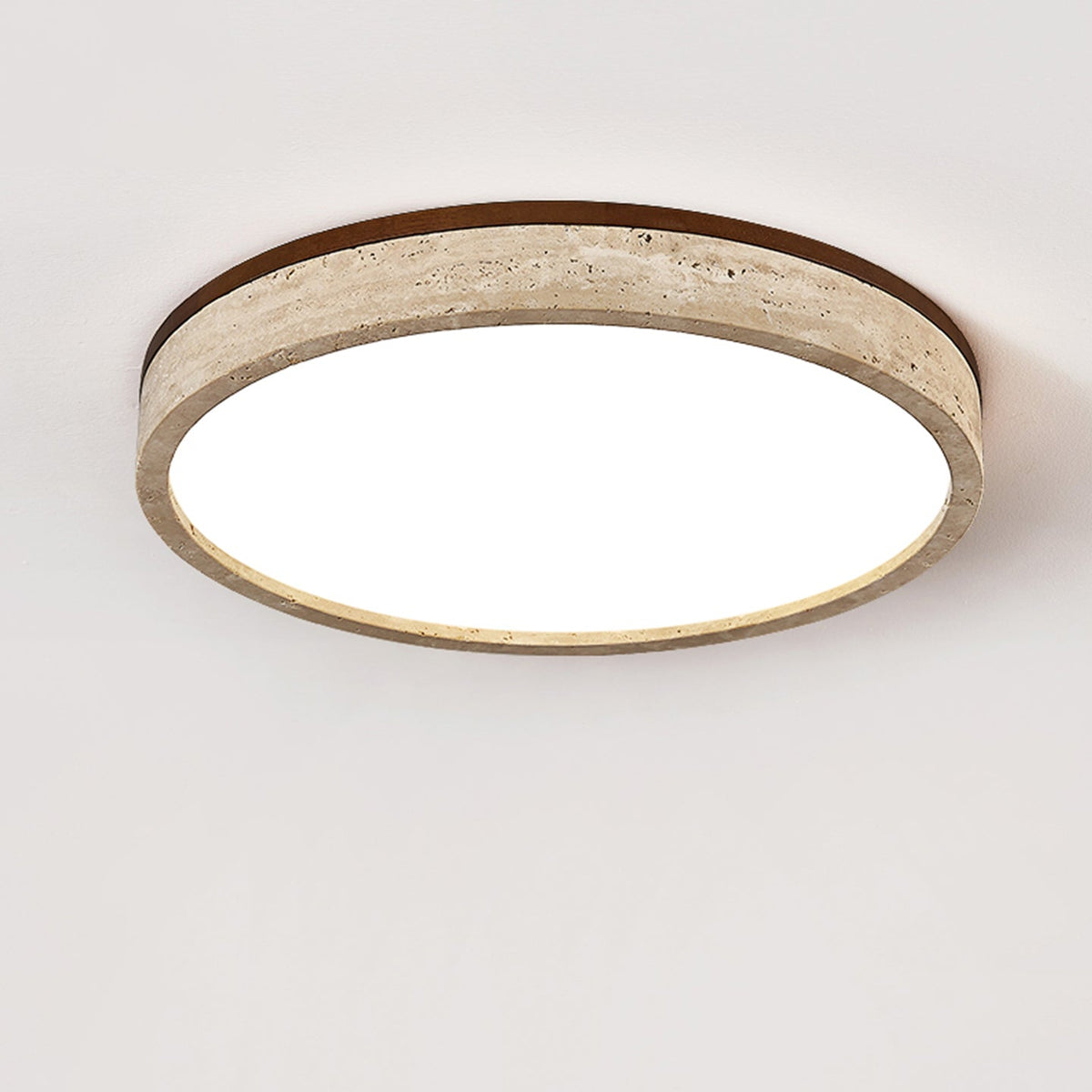Travertine Halo Round LED Ceiling Light in Natural Stone