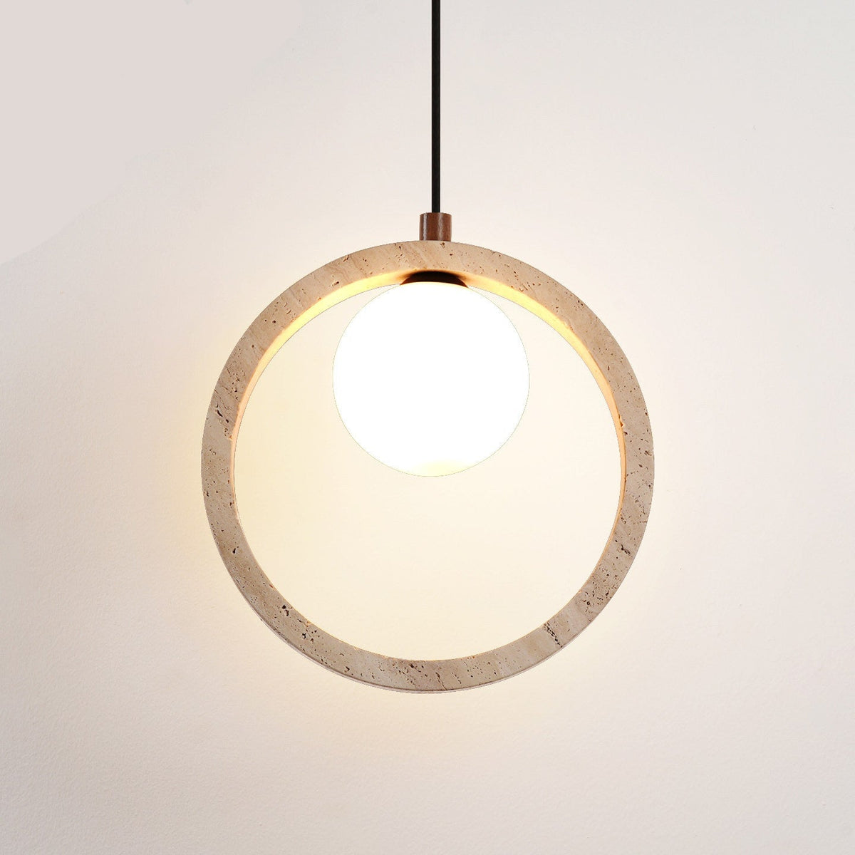 Travira Halo Pendant Light in Natural Travertine